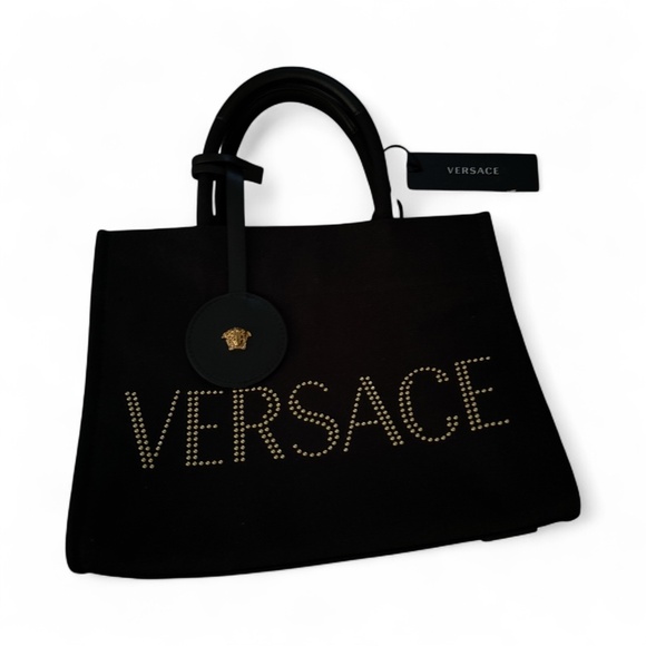 Versace Handbags - La Medusa Tote Studded Canvas Medium